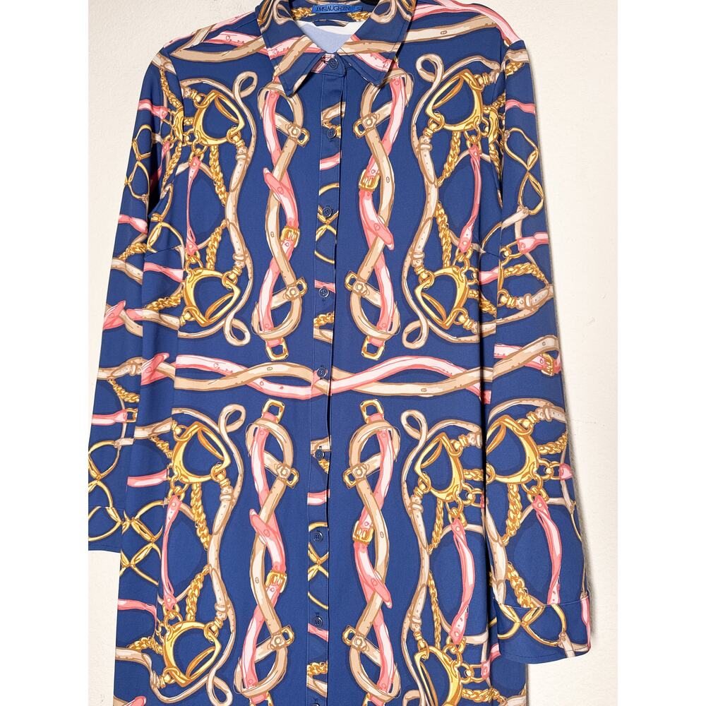 J McLaughlin Amory Maxi Dress XL Mega Riding Lessons Navy Coral Catalina - Picture 6 of 13